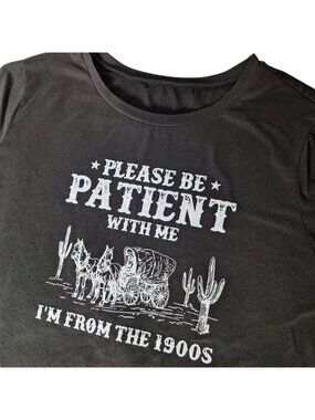 SHEIN Graphic Tee Black Horse Wagon Western Retro Humor 1900s Meme XXL